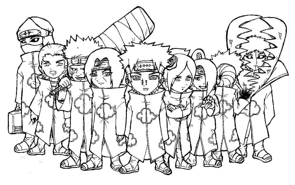 Çocuklar İçin Akatsuki Boyama Sayfaları 