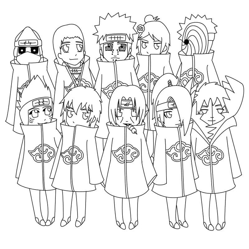 Çocuklar İçin Akatsuki Boyama Sayfaları 