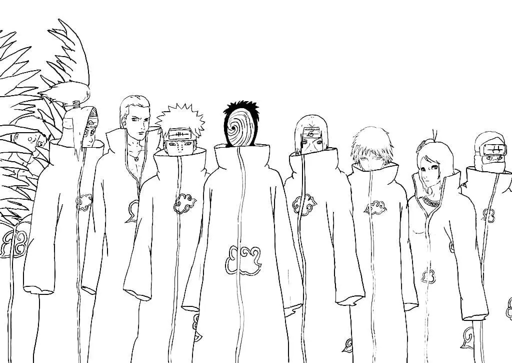 Çocuklar İçin Akatsuki Boyama Sayfaları 