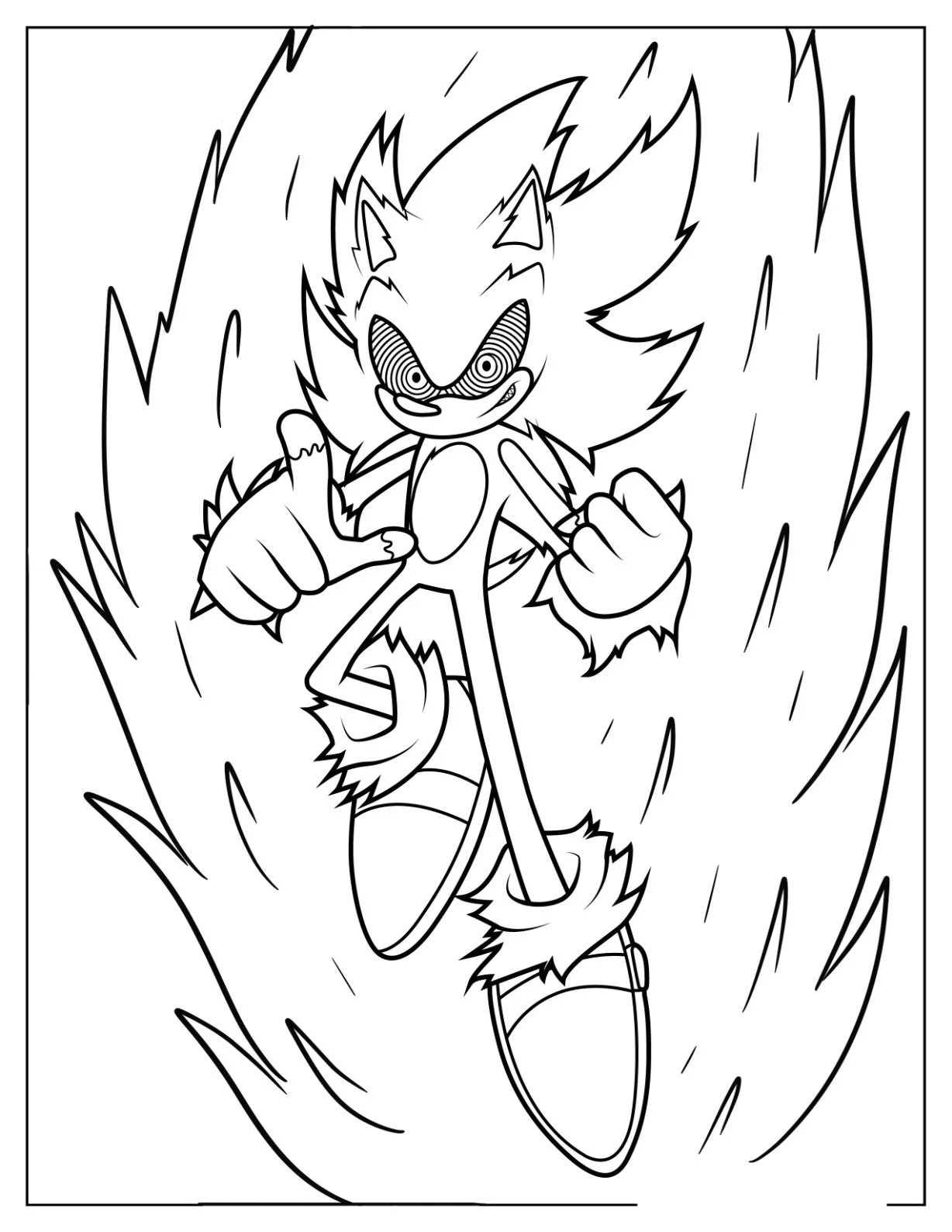 Çocuklar İçin Altın Sonic Boyama Sayfaları 
