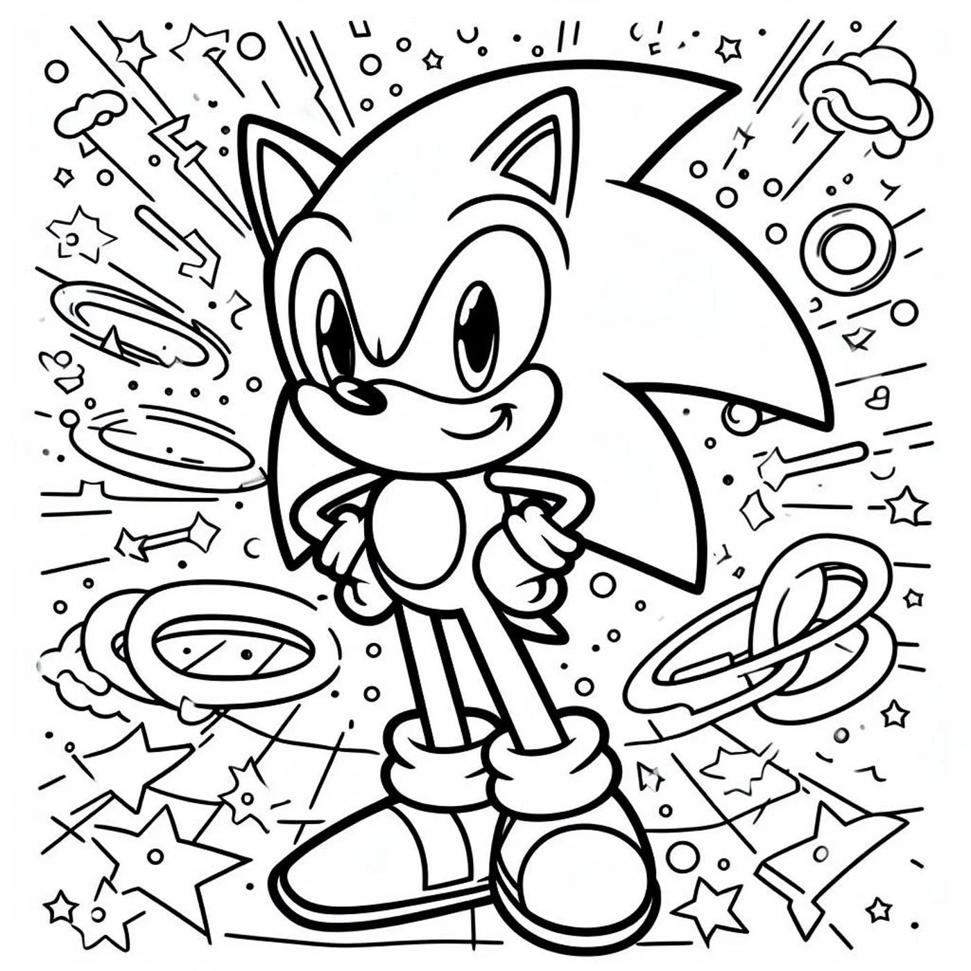 Çocuklar İçin Altın Sonic Boyama Sayfaları 