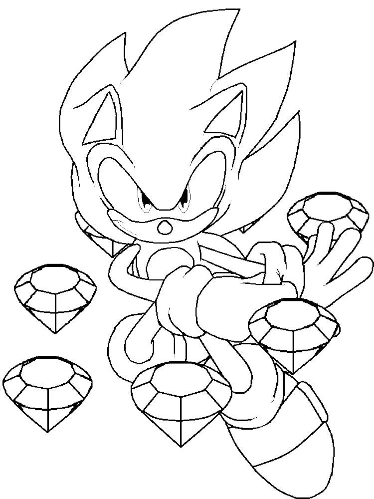 Çocuklar İçin Altın Sonic Boyama Sayfaları 