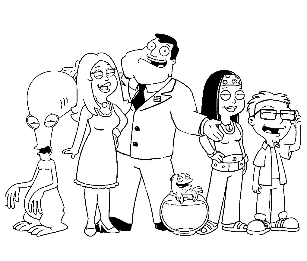Çocuklar İçin American Dad Boyama Sayfaları 