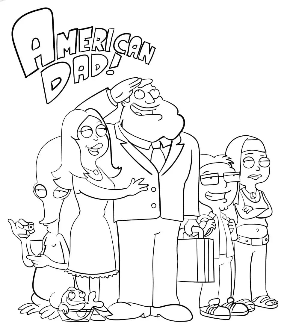 Çocuklar İçin American Dad Boyama Sayfaları 