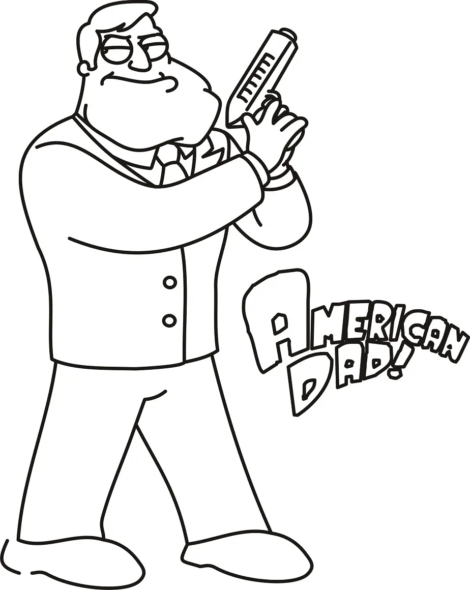 Çocuklar İçin American Dad Boyama Sayfaları 