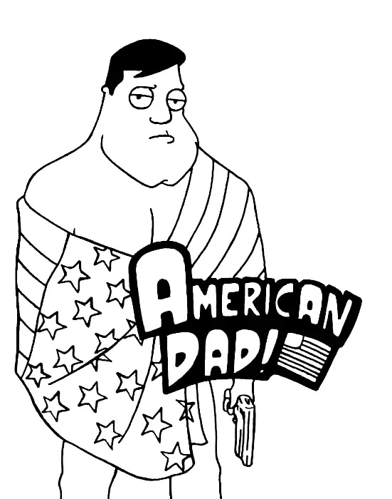 Çocuklar İçin American Dad Boyama Sayfaları 