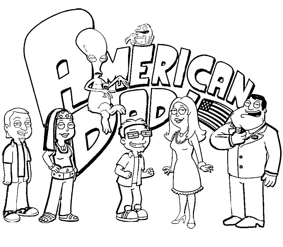 Çocuklar İçin American Dad Boyama Sayfaları 