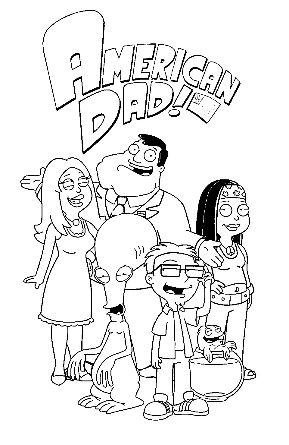 Çocuklar İçin American Dad Boyama Sayfaları 