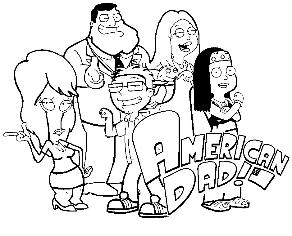 Çocuklar İçin American Dad Boyama Sayfaları 