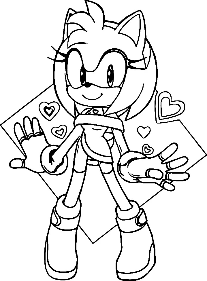 Çocuklar İçin Amy Rose Boyama Sayfaları 