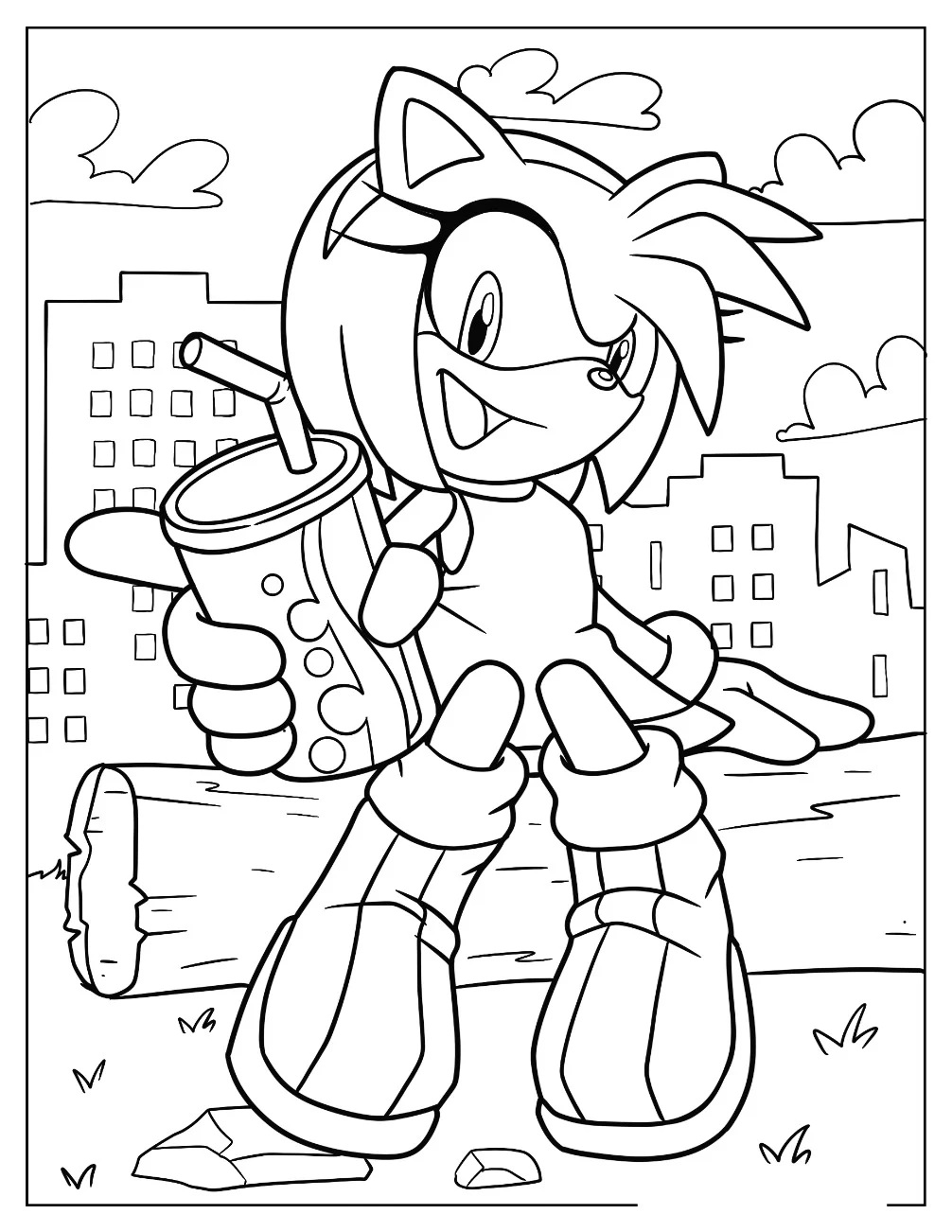 Çocuklar İçin Amy Rose Boyama Sayfaları 