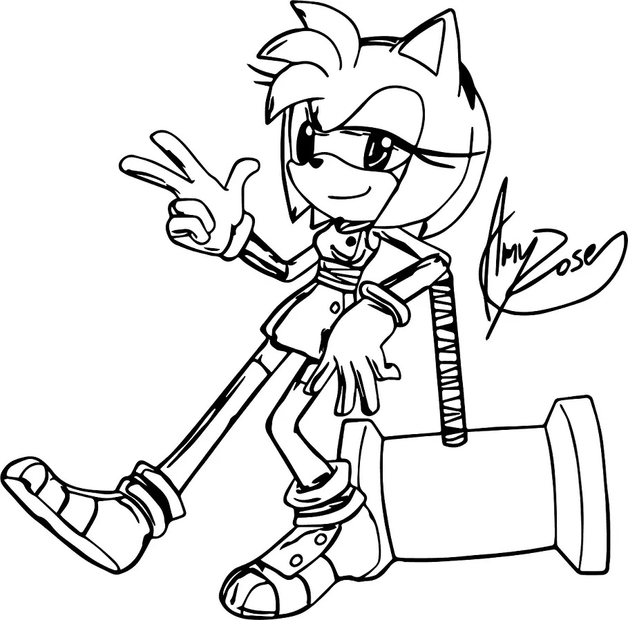 Çocuklar İçin Amy Rose Boyama Sayfaları 