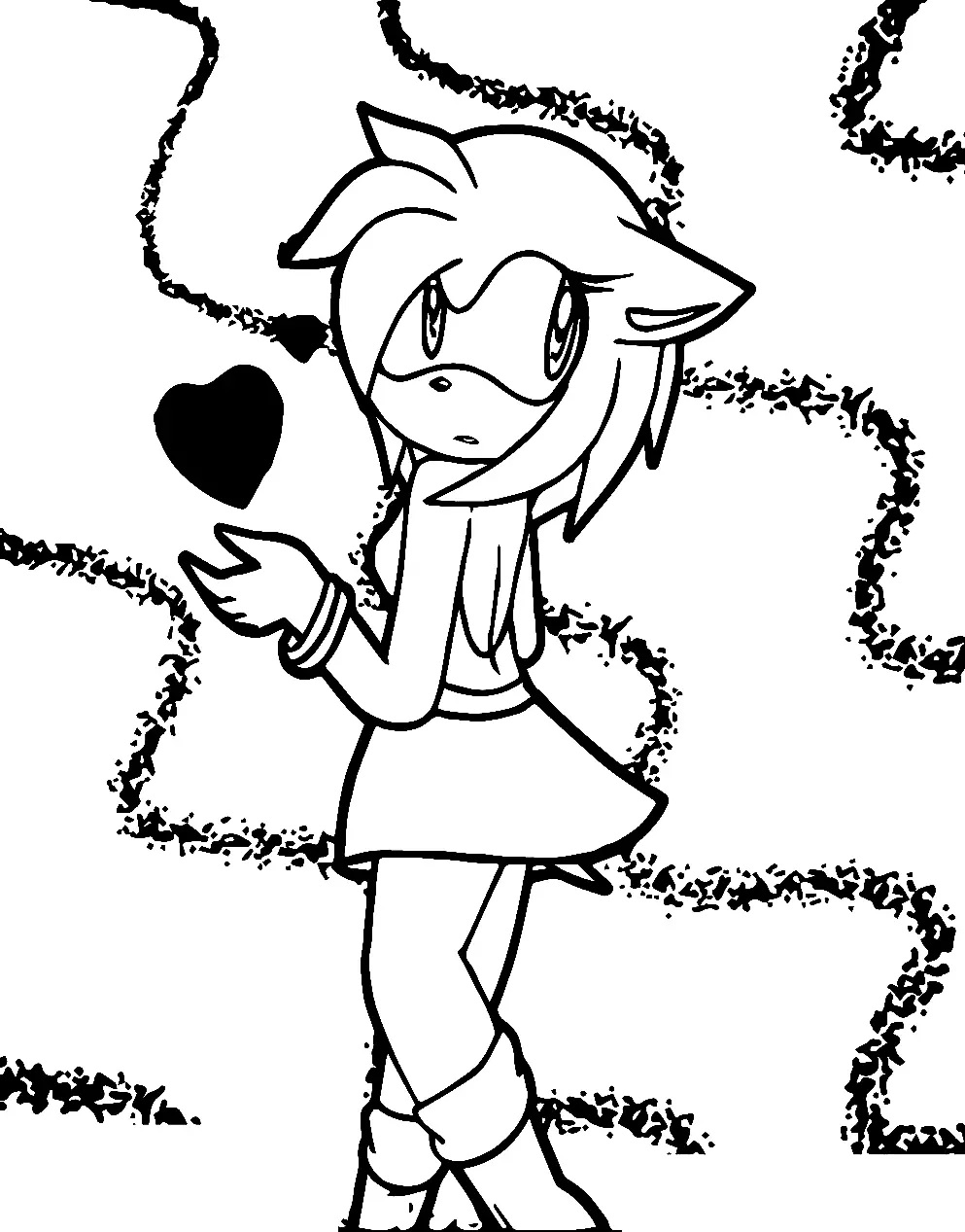 Çocuklar İçin Amy Rose Boyama Sayfaları 