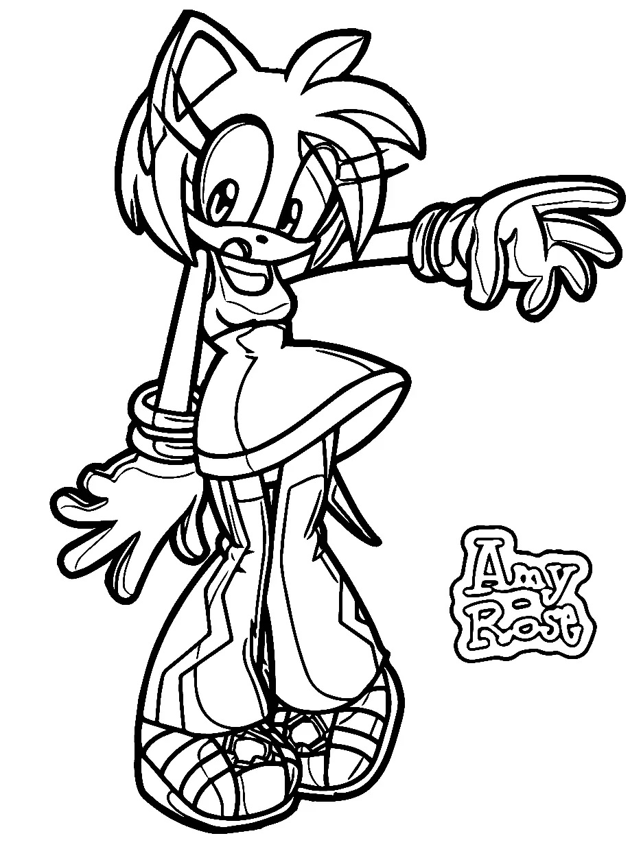 Çocuklar İçin Amy Rose Boyama Sayfaları 