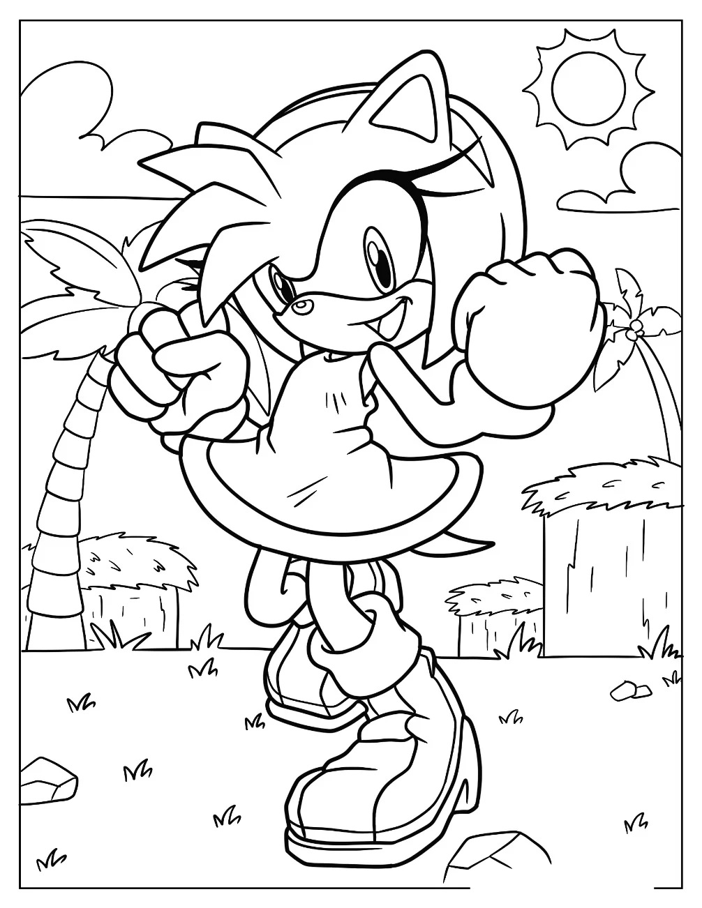 Çocuklar İçin Amy Rose Boyama Sayfaları 