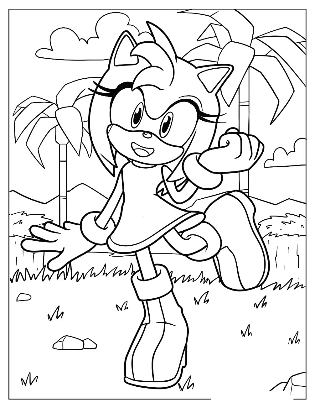 Çocuklar İçin Amy Rose Boyama Sayfaları 