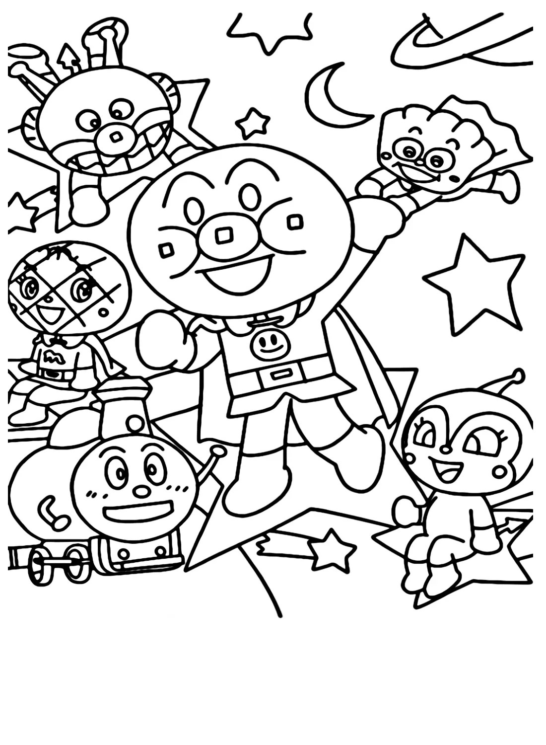 Çocuklar İçin Anpanman Boyama Sayfaları 