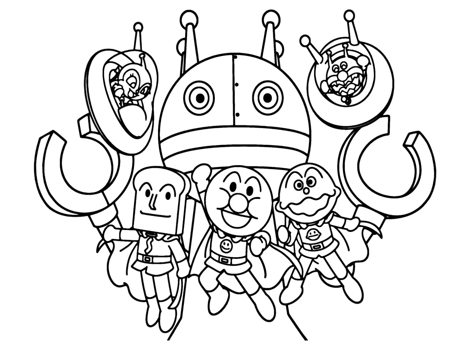 Çocuklar İçin Anpanman Boyama Sayfaları 