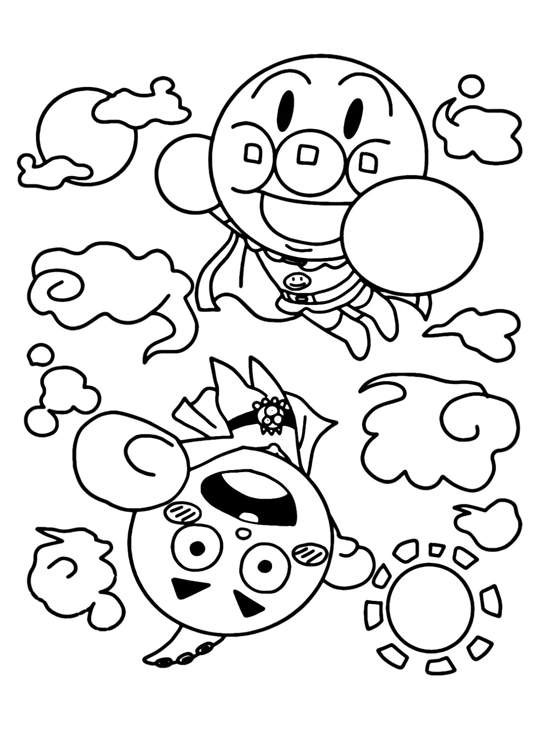 Çocuklar İçin Anpanman Boyama Sayfaları 
