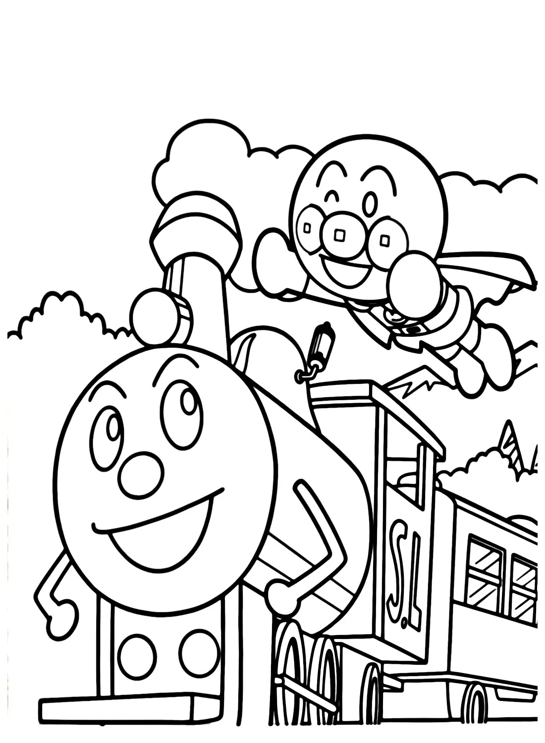 Çocuklar İçin Anpanman Boyama Sayfaları 