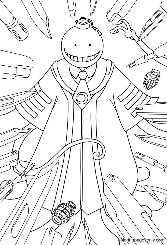 Çocuklar İçin Assassination Classroom Boyama Sayfaları 