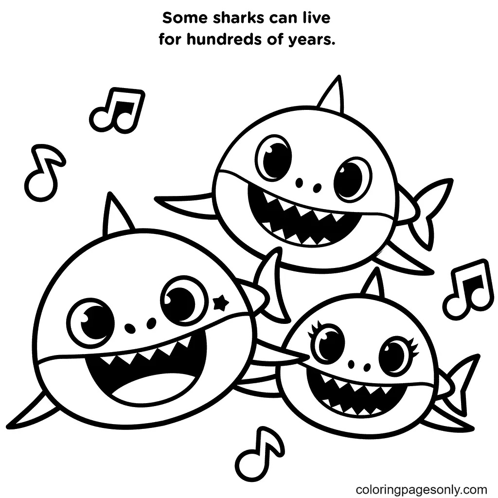 Çocuklar İçin Baby Shark Boyama Sayfaları 