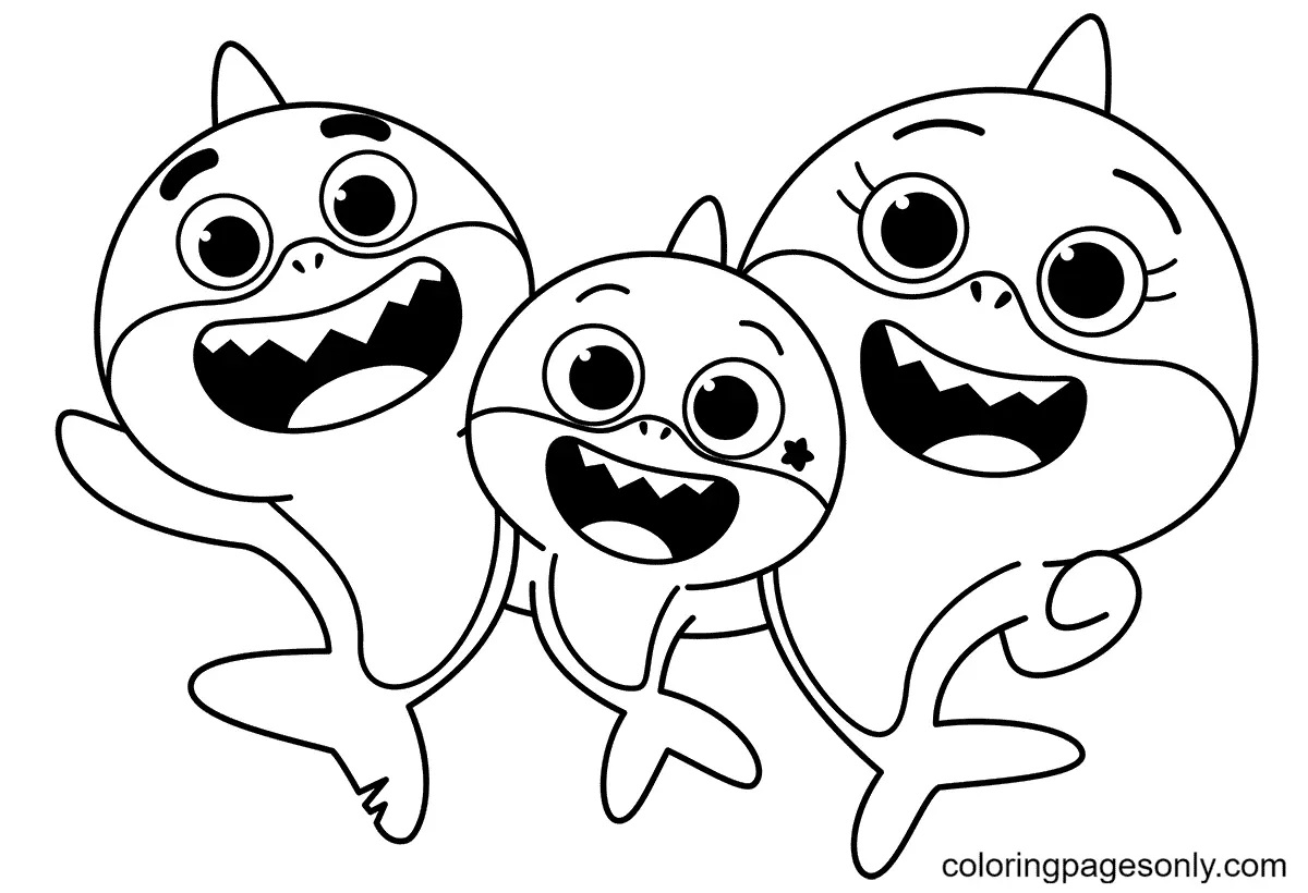 Çocuklar İçin Baby Shark Boyama Sayfaları 