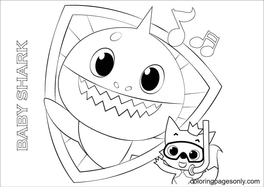 Çocuklar İçin Baby Shark Boyama Sayfaları 