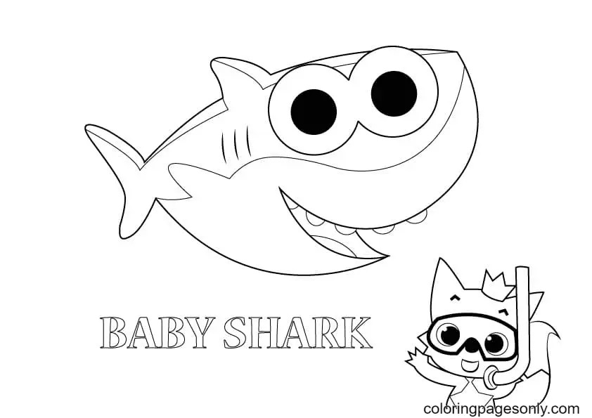 Çocuklar İçin Baby Shark Boyama Sayfaları 