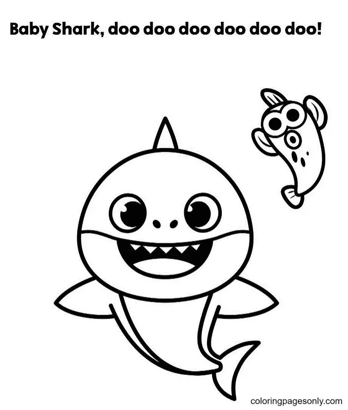 Çocuklar İçin Baby Shark Boyama Sayfaları 