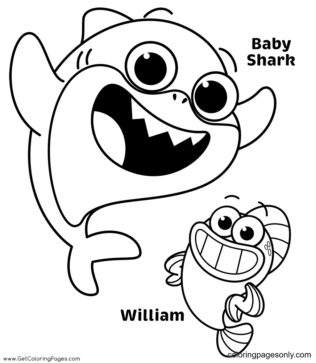 Çocuklar İçin Baby Shark Boyama Sayfaları 