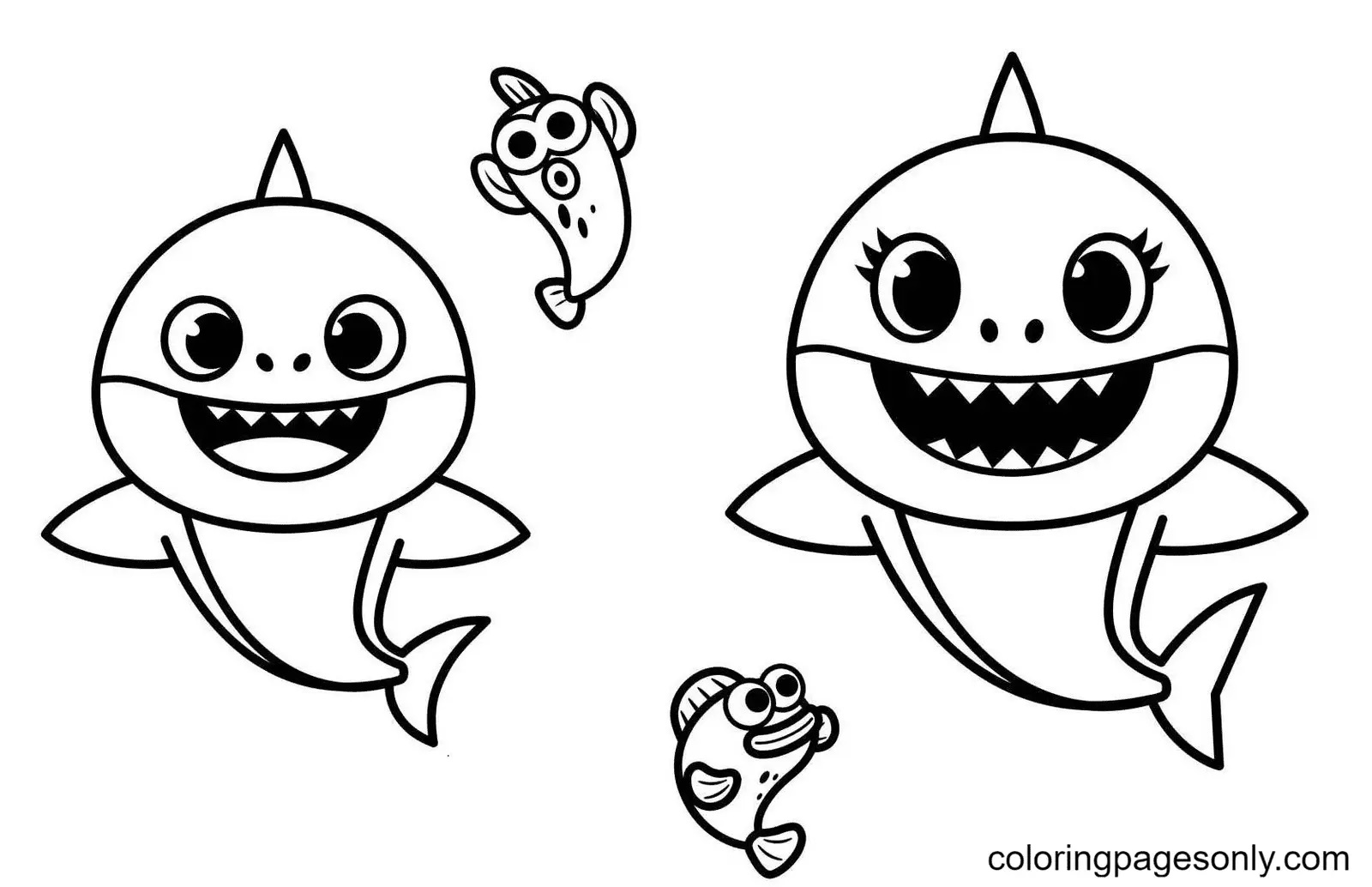 Çocuklar İçin Baby Shark Boyama Sayfaları 