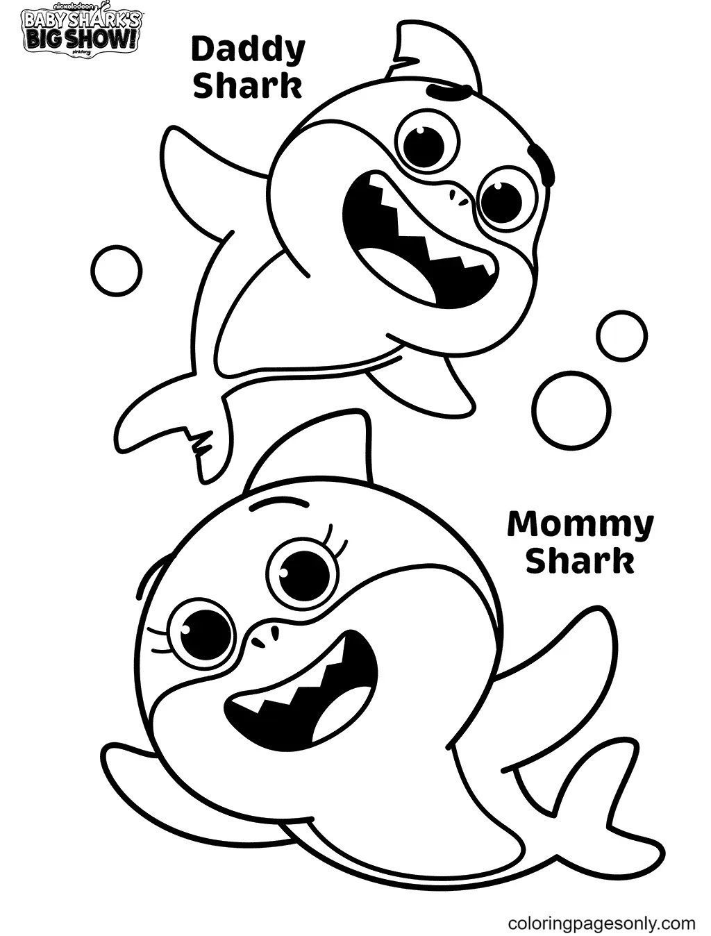 Çocuklar İçin Baby Shark Boyama Sayfaları 