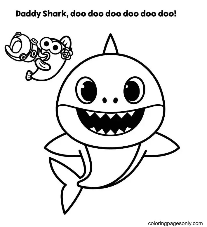 Çocuklar İçin Baby Shark Boyama Sayfaları 