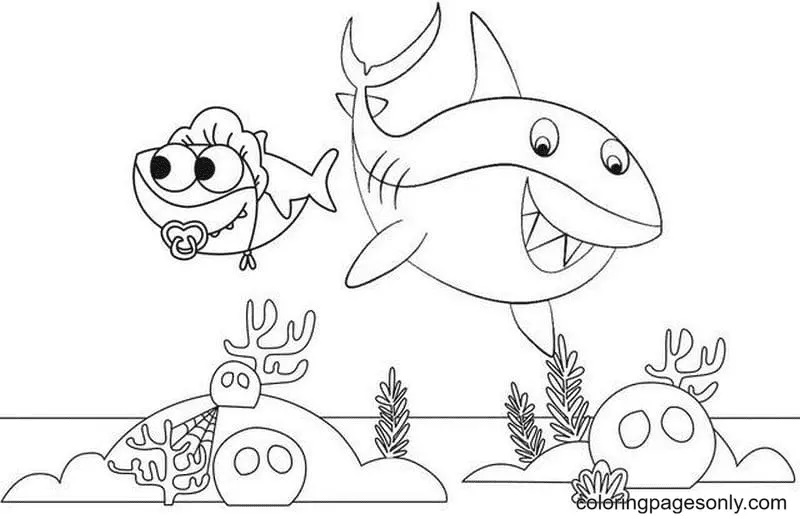 Çocuklar İçin Baby Shark Boyama Sayfaları 