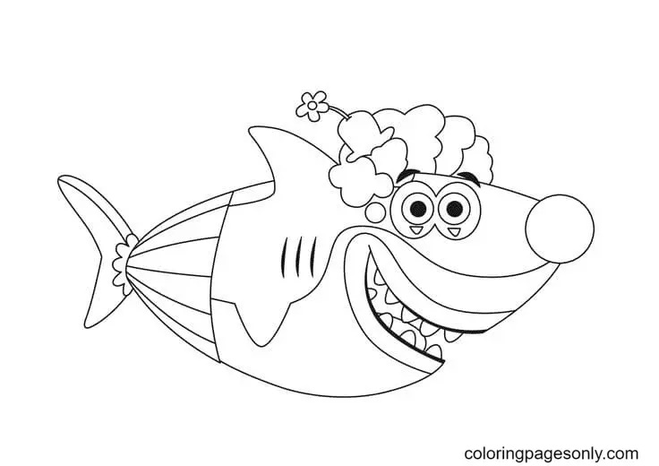 Çocuklar İçin Baby Shark Boyama Sayfaları 