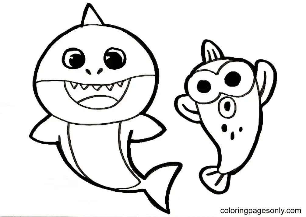 Çocuklar İçin Baby Shark Boyama Sayfaları 