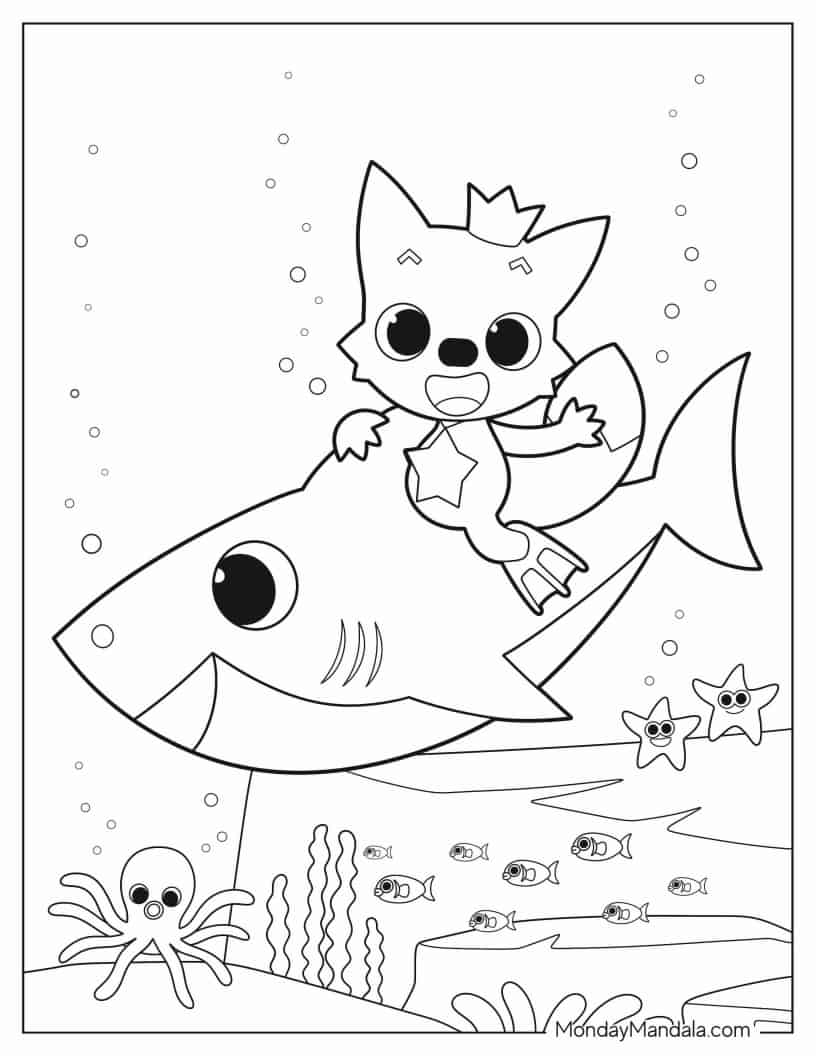 Çocuklar İçin Baby Shark Boyama Sayfaları 