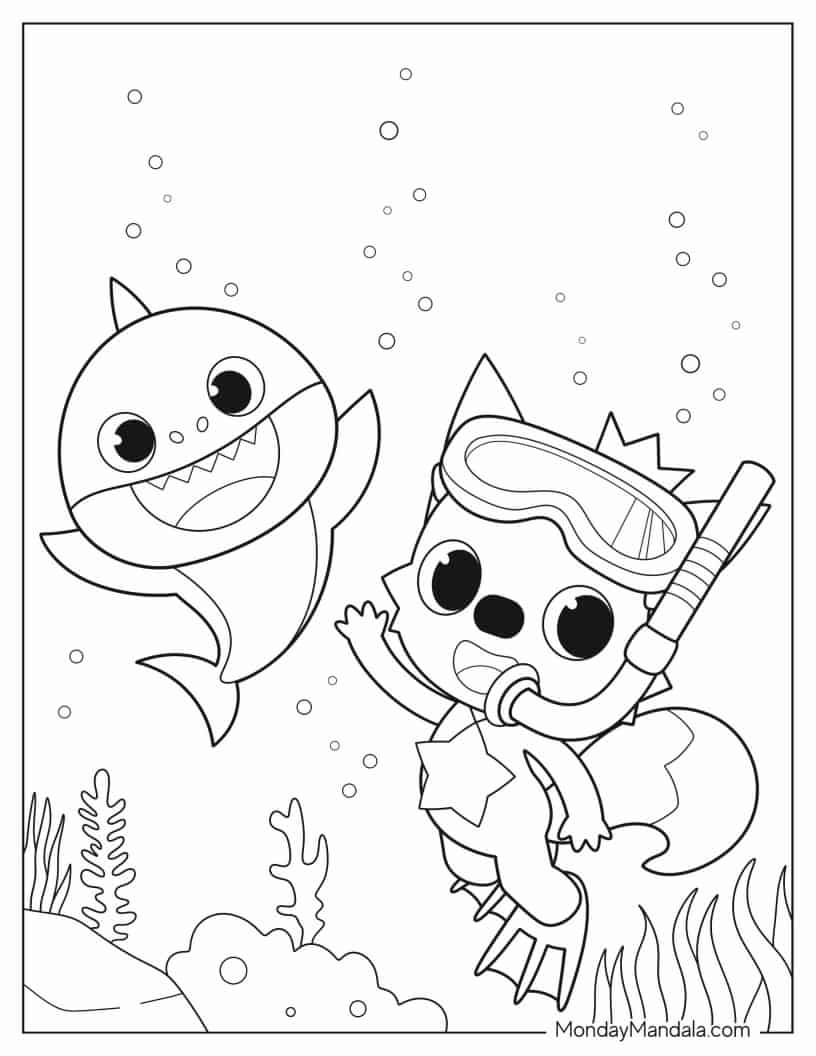 Çocuklar İçin Baby Shark Boyama Sayfaları 