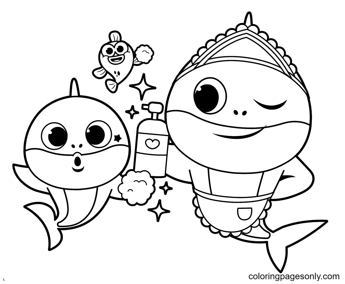Çocuklar İçin Baby Shark Boyama Sayfaları 