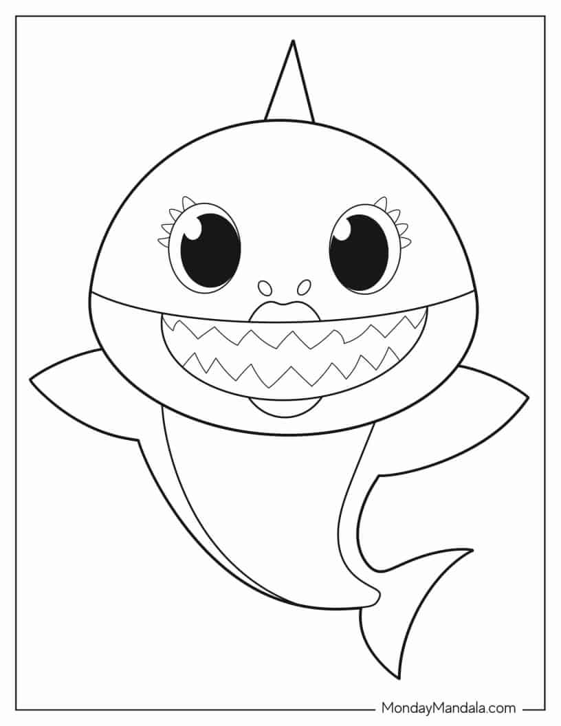 Çocuklar İçin Baby Shark Boyama Sayfaları 