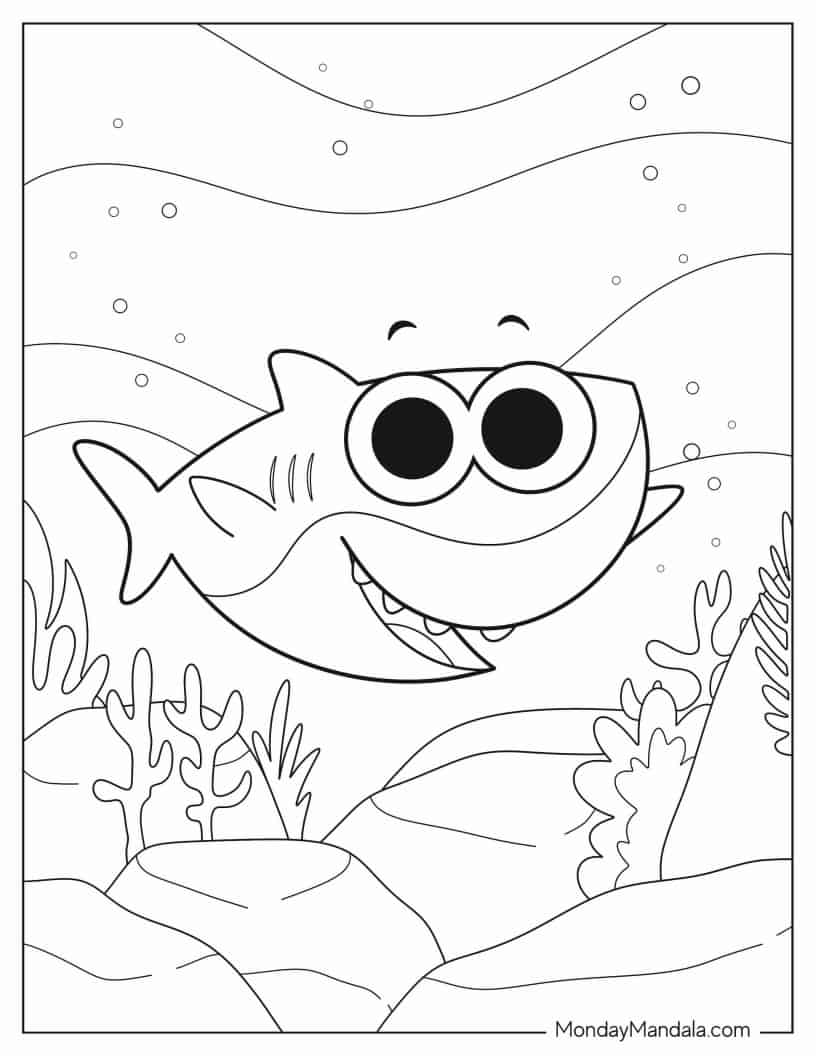 Çocuklar İçin Baby Shark Boyama Sayfaları 