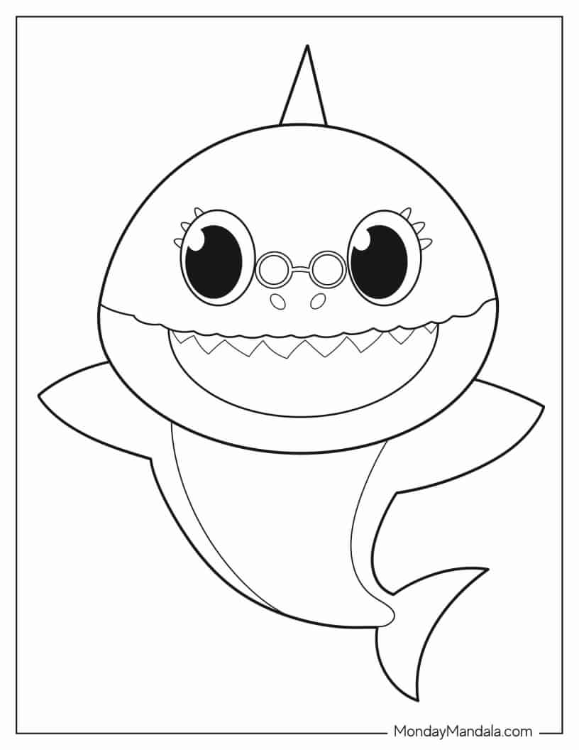 Çocuklar İçin Baby Shark Boyama Sayfaları 