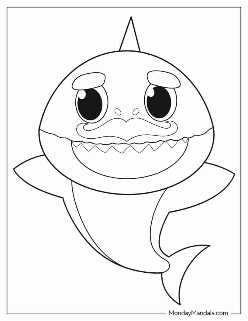 Çocuklar İçin Baby Shark Boyama Sayfaları 