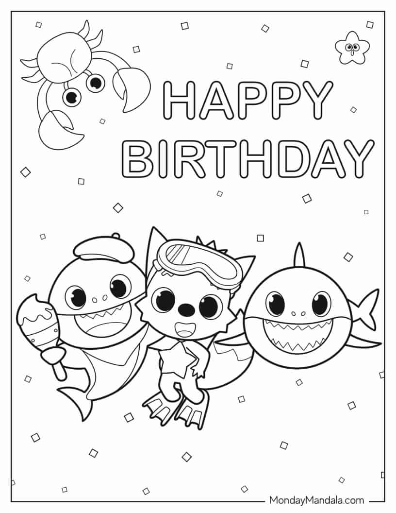 Çocuklar İçin Baby Shark Boyama Sayfaları 