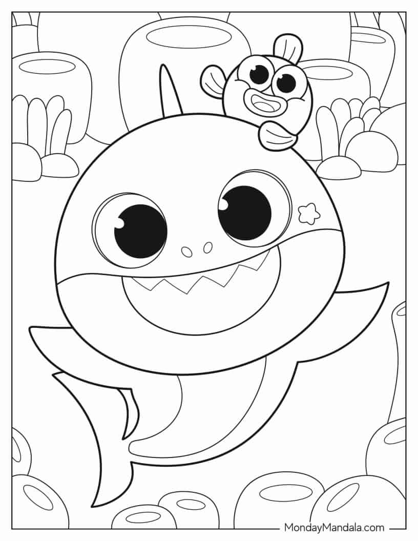Çocuklar İçin Baby Shark Boyama Sayfaları 