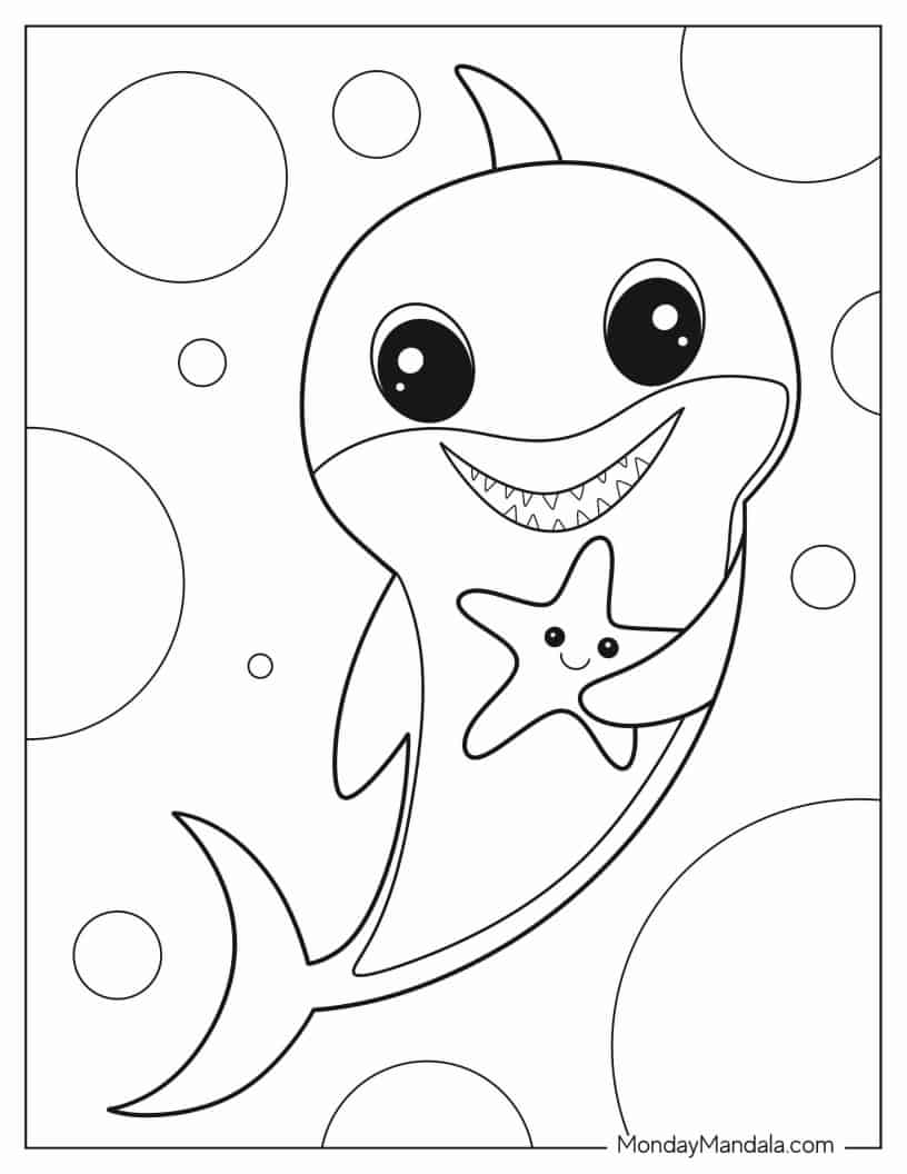 Çocuklar İçin Baby Shark Boyama Sayfaları 
