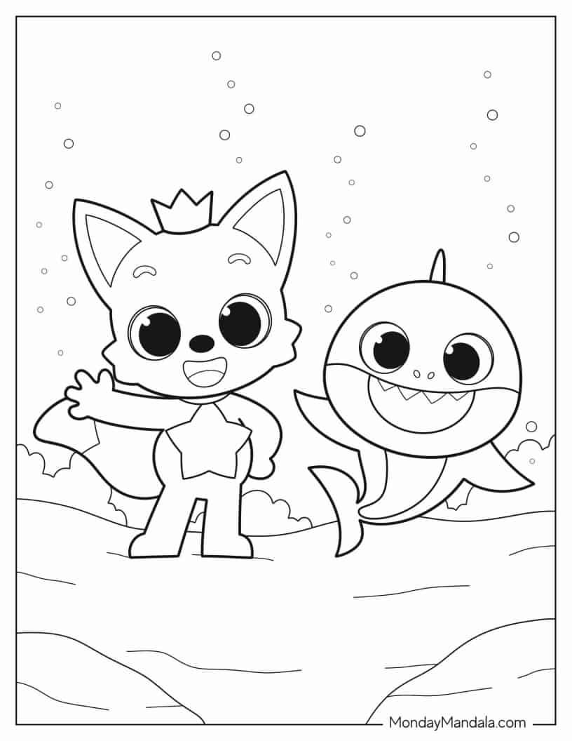 Çocuklar İçin Baby Shark Boyama Sayfaları 