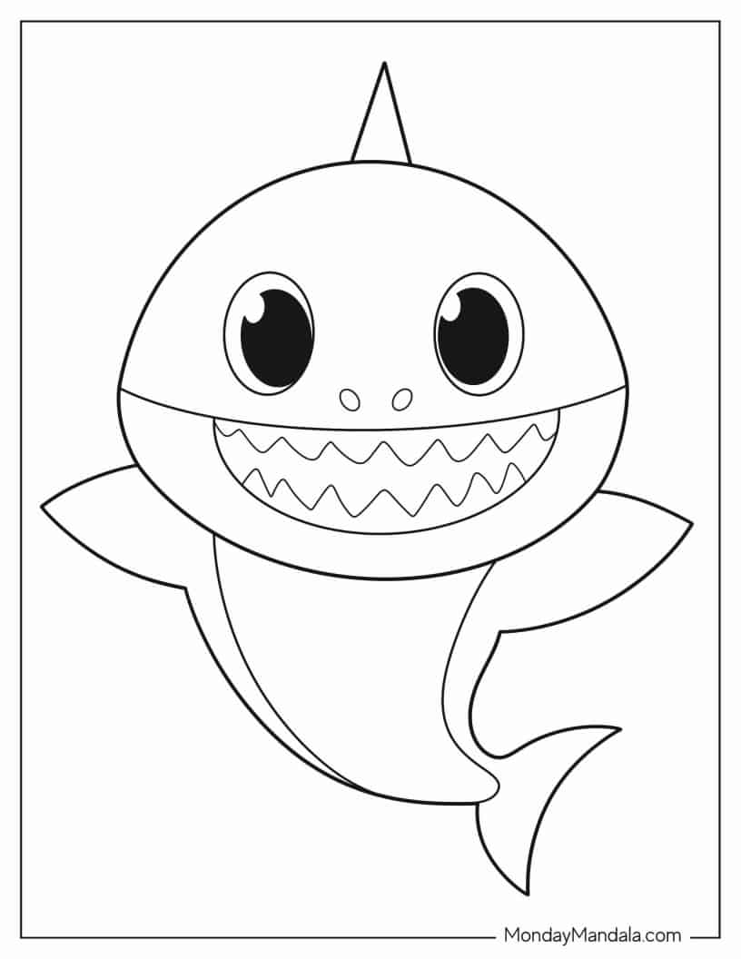 Çocuklar İçin Baby Shark Boyama Sayfaları 
