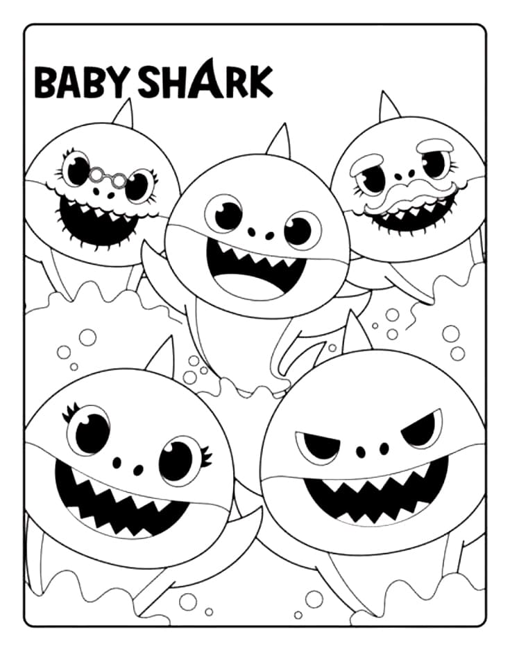 Çocuklar İçin Baby Shark Boyama Sayfaları 